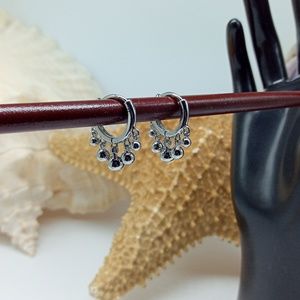 New | Silver Tone |  Graduated Ball Huggie Hoops